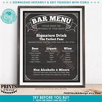 Personalized Bar Sign Custom cocktail menu birthday drinks menu ...