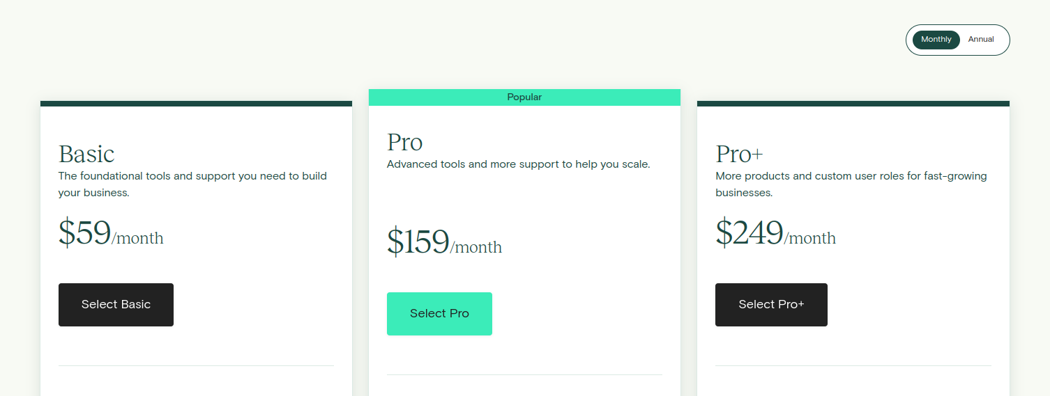Teachable pricing page