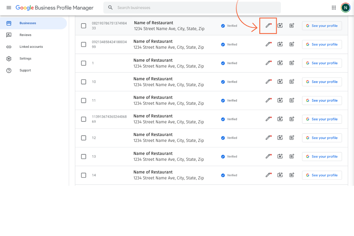 Google Business Profile locations list