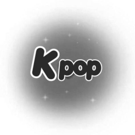 This  contain an image of the kpop logo is shown in black and white