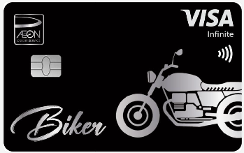 A black and silver credit card with a motorcycle

Description automatically generated