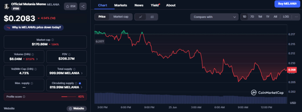 Graphique du déclin du Memecoin