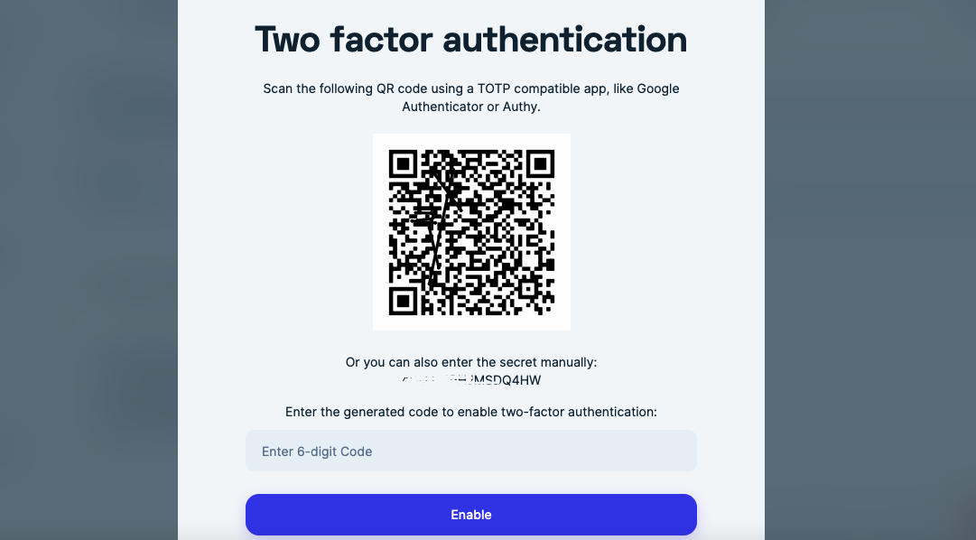 enable two-factor authentication