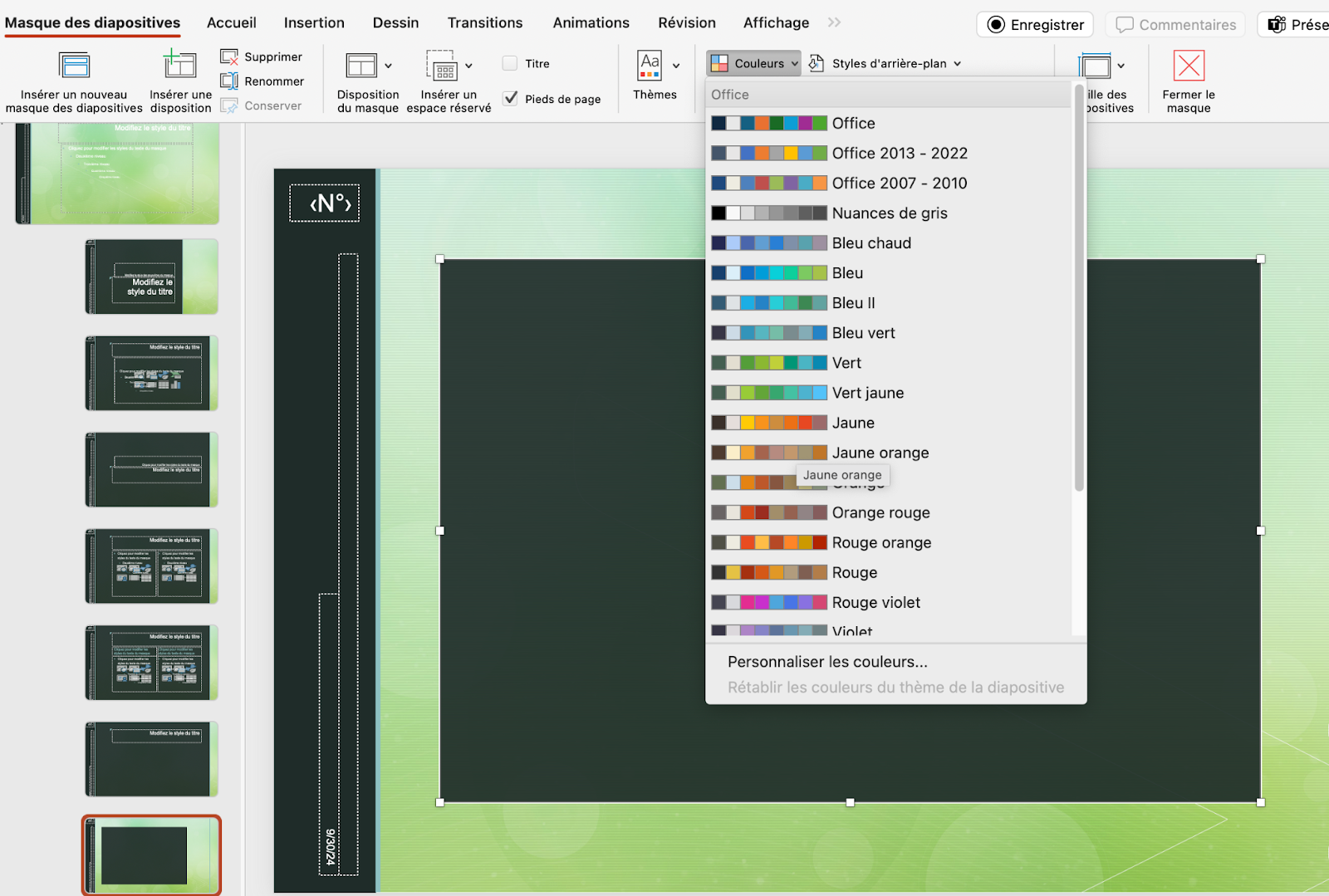 Changement des couleurs du masque des diapositives dans PowerPoint