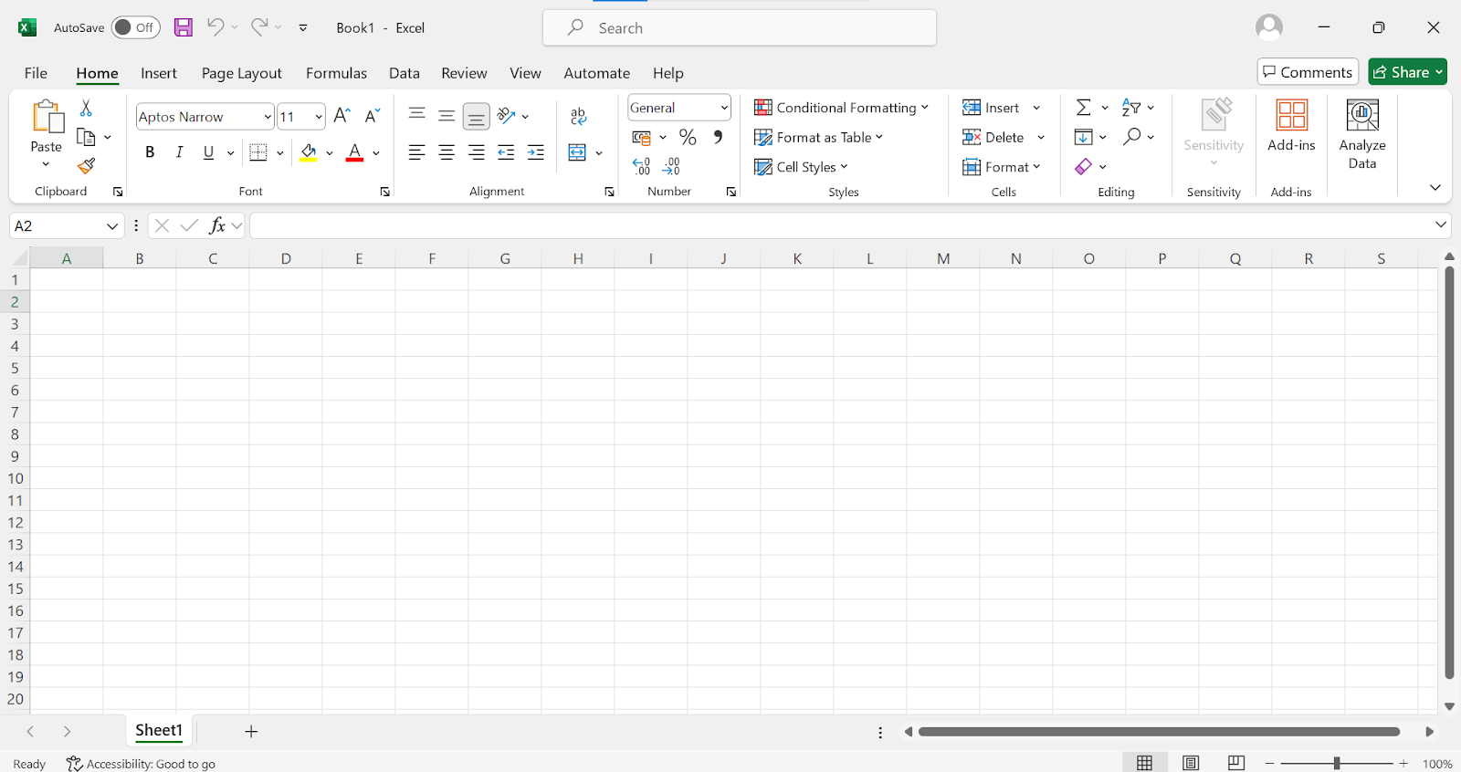 Opening blank workbook on Excel