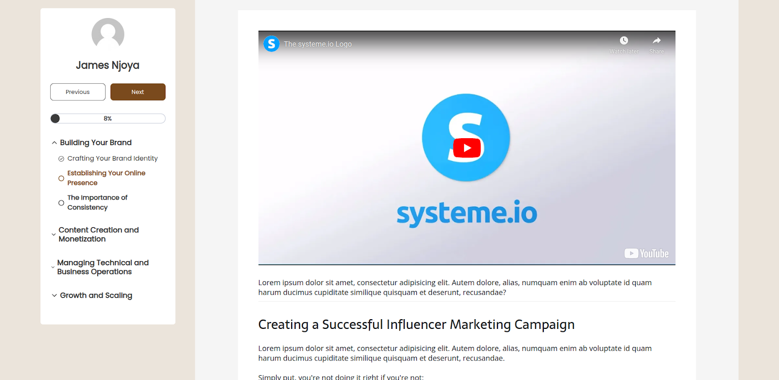 Systeme course player