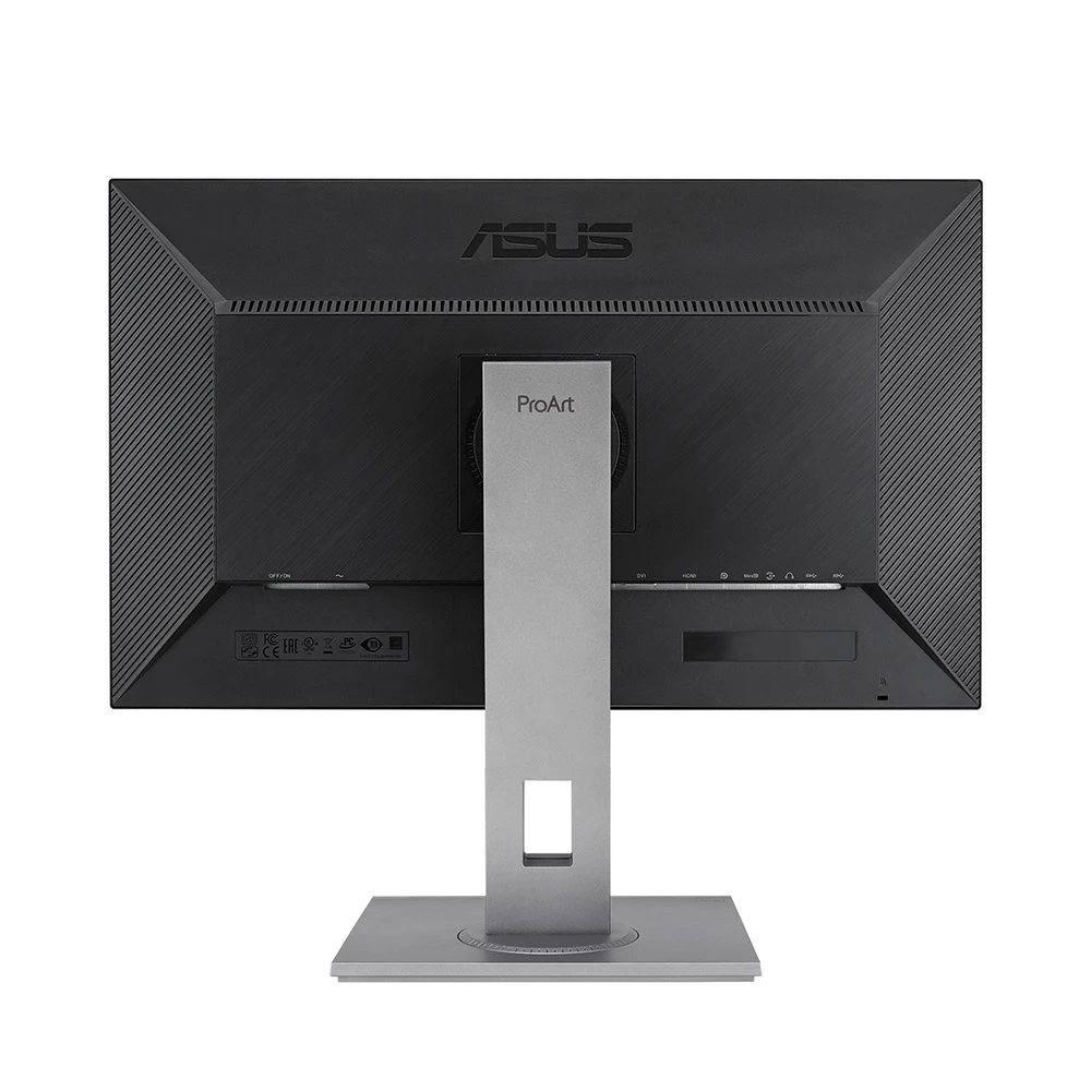 A black computer monitor with a silver stand

Description automatically generated