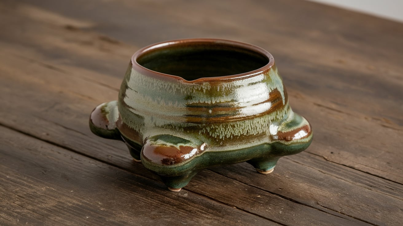 inarco japan lusterware three footed green