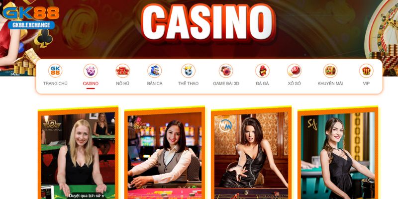 Thông tin sơ lược về sảnh chơi Casino GK88 hấp dẫn