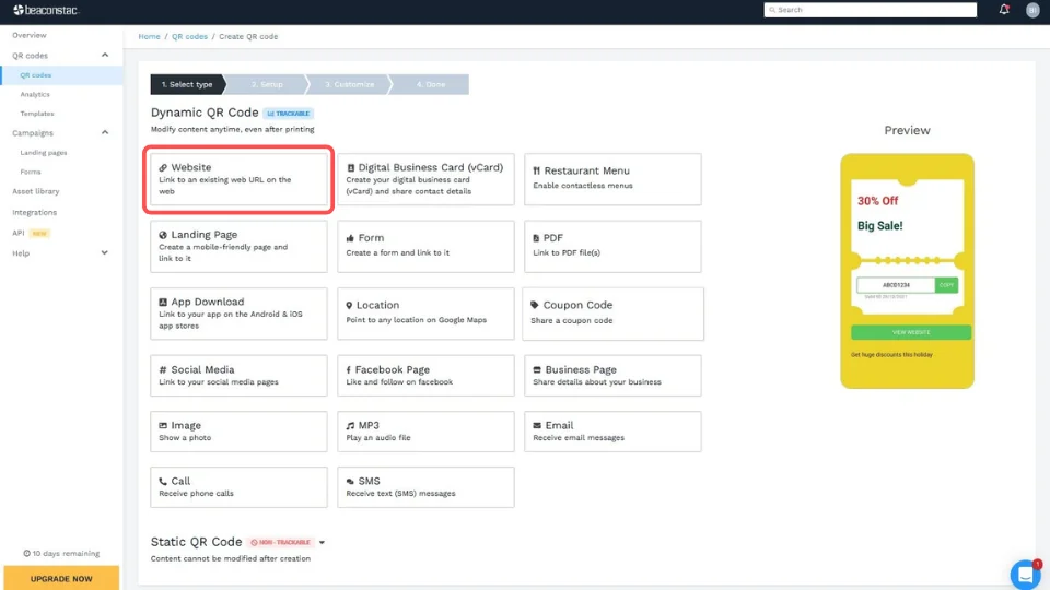 Step 2: Creating Dynamic QR in Uniqode