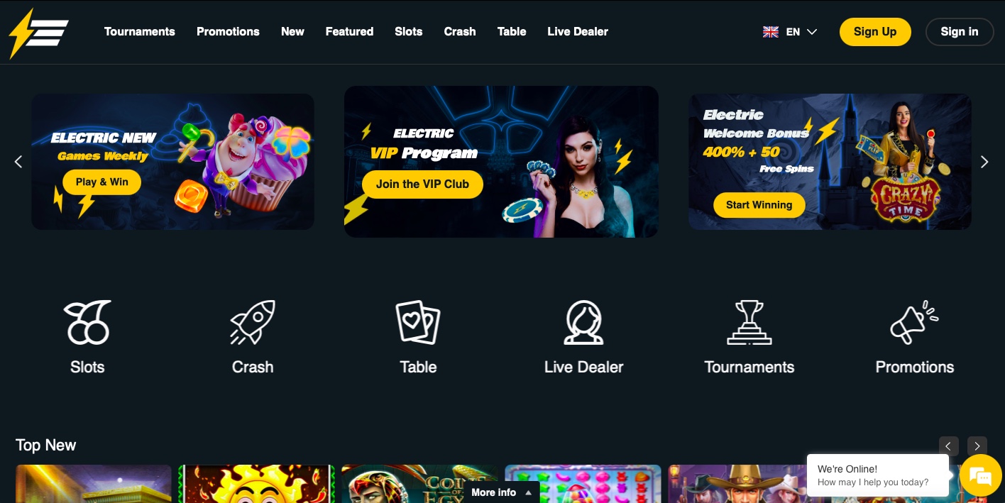 Electricwins casino bonuses and promotions page