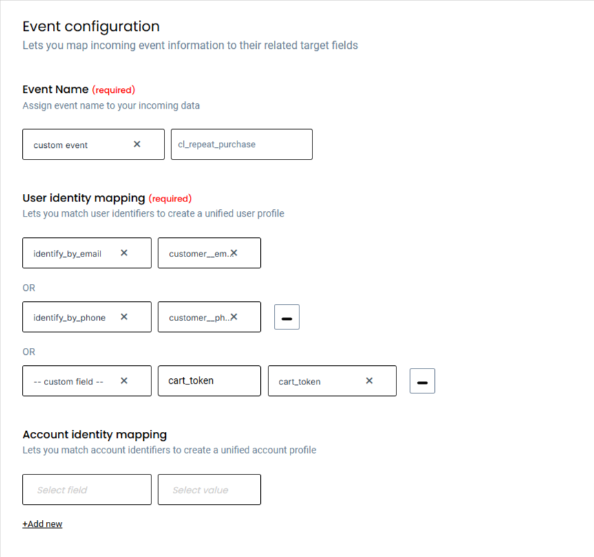 Event configuration 