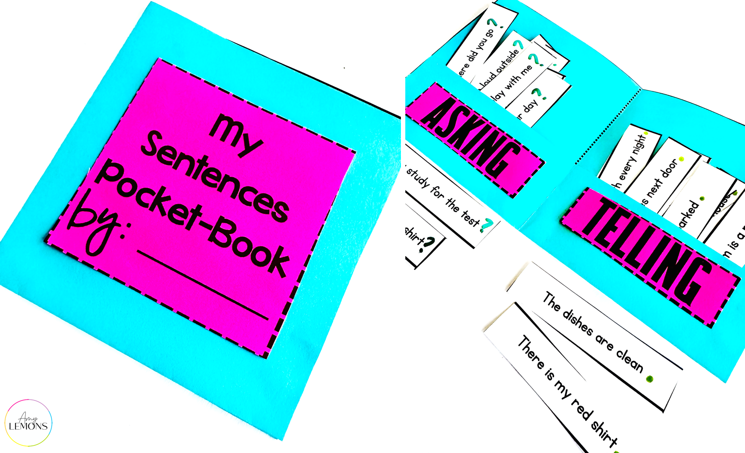 Sorting sentences activity with my sentences pocket book