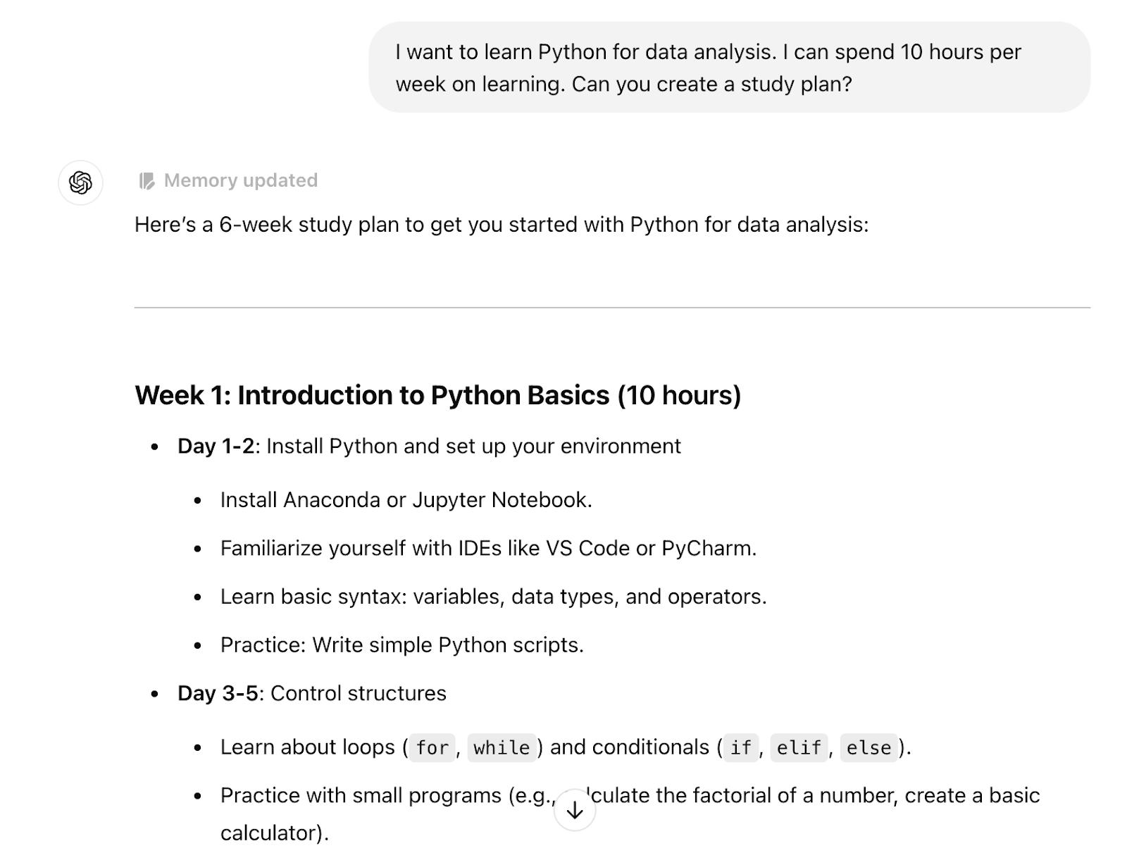 Learning Python with ChatGPT