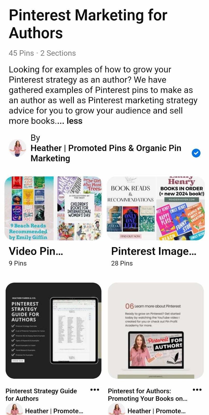 Pinterest for authors full board of resources