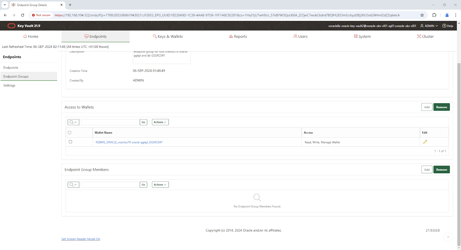 Endpoint Group Details - Google Chrome