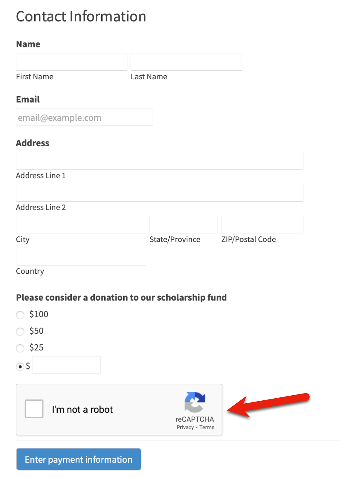 reCaptcha widget in LGL Forms