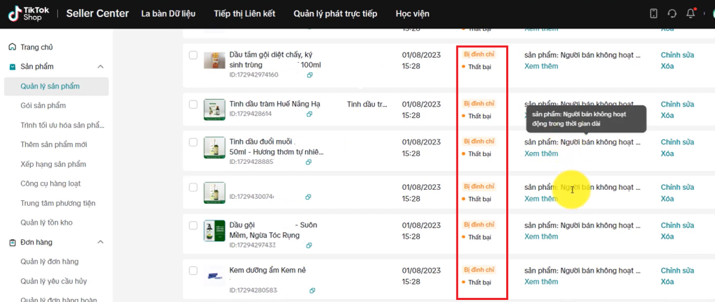tiktok shop bị lỗi