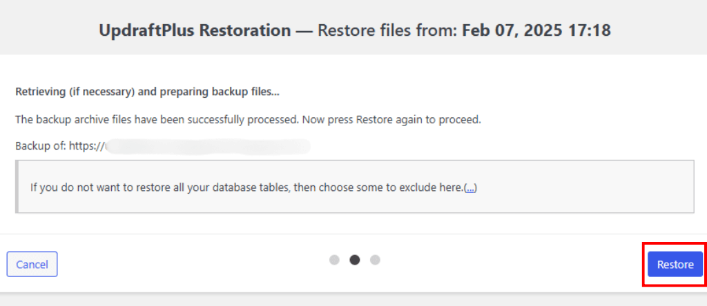 Restore the Backup