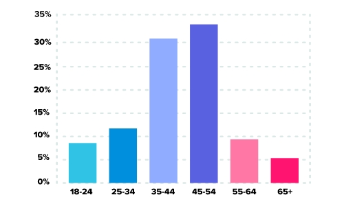 Age demographics of DateMyAge users