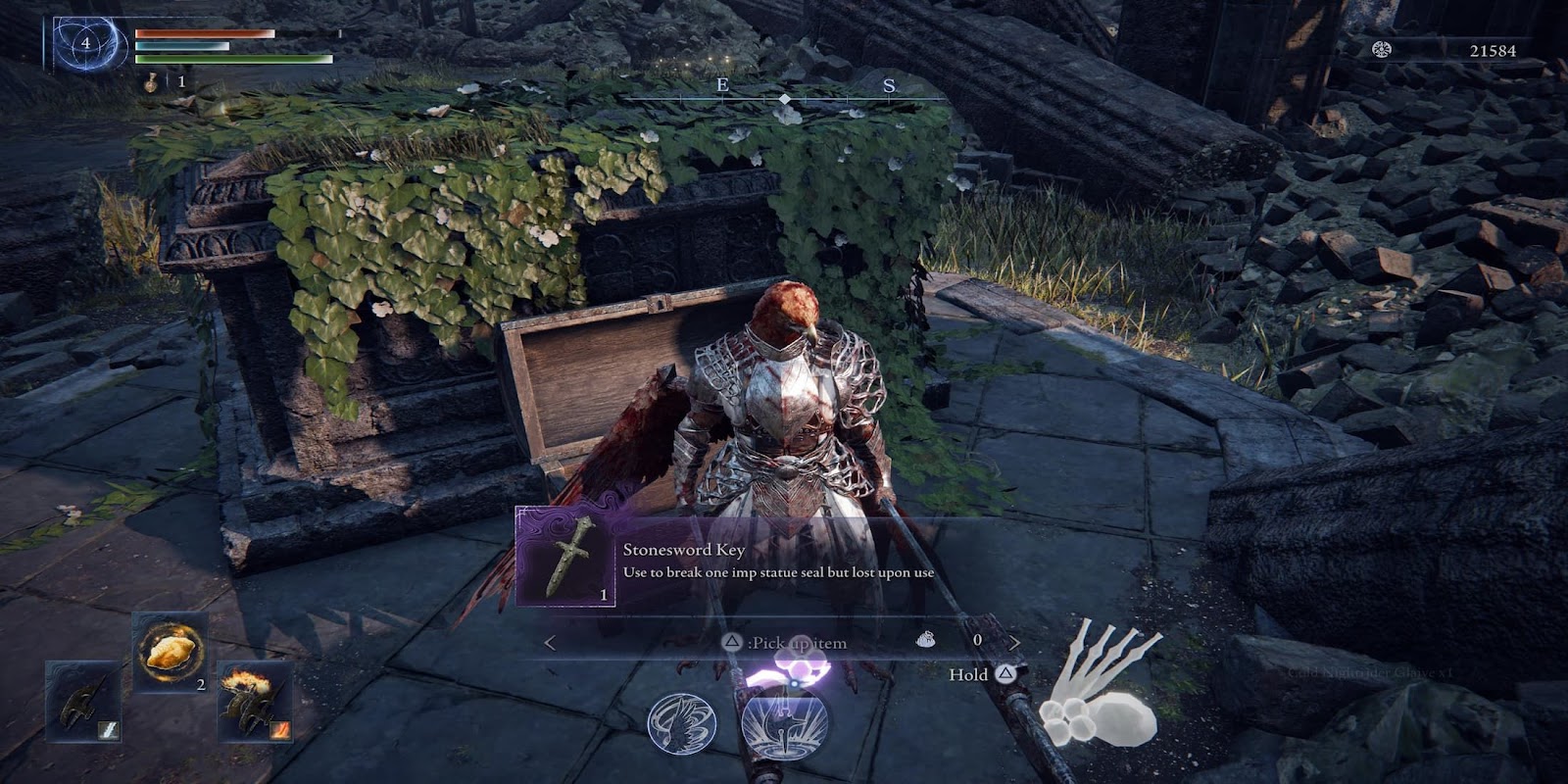 The Player Getting A Stonesword Key From A Chest 