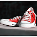 RED AND WHITE SHINING LEATHER MENS SNEKERS