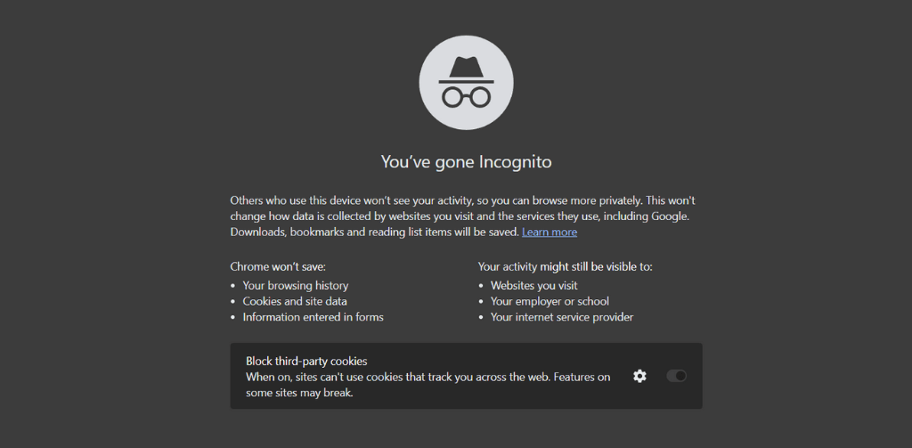 incognito mdoe chrome