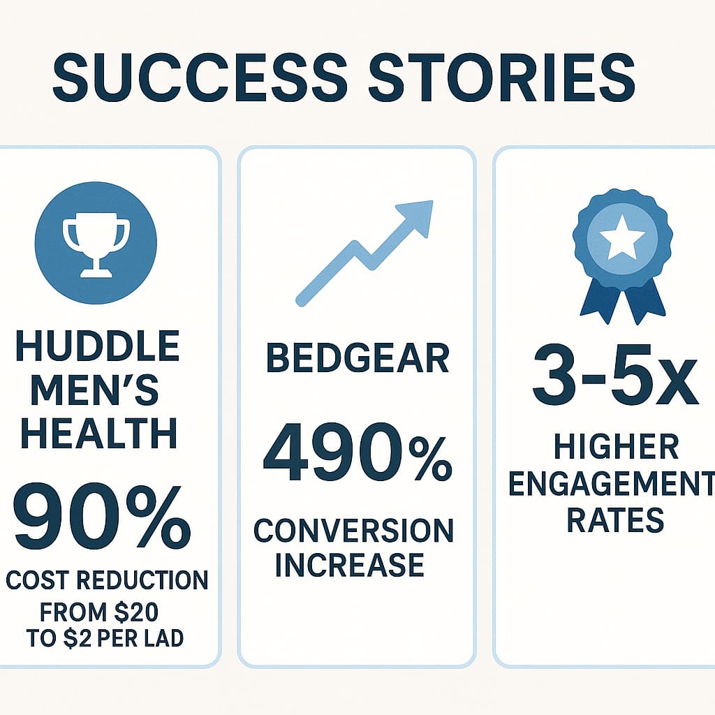 Case study results showing dramatic improvements in lead generation costs and conversion rates using interactive eligibility quizzes for Medicare leads.