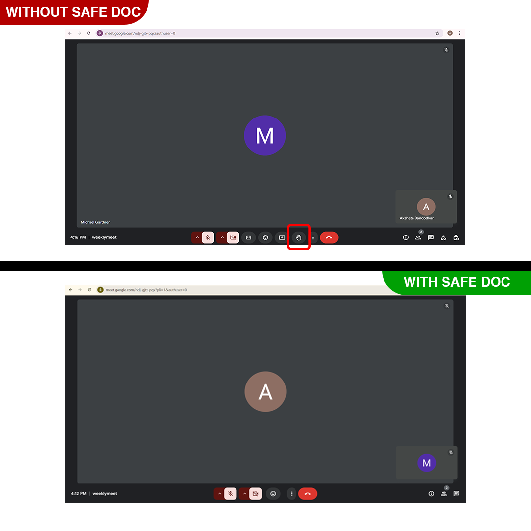Block Meet Raise Hand in Google Meet using Safe Doc