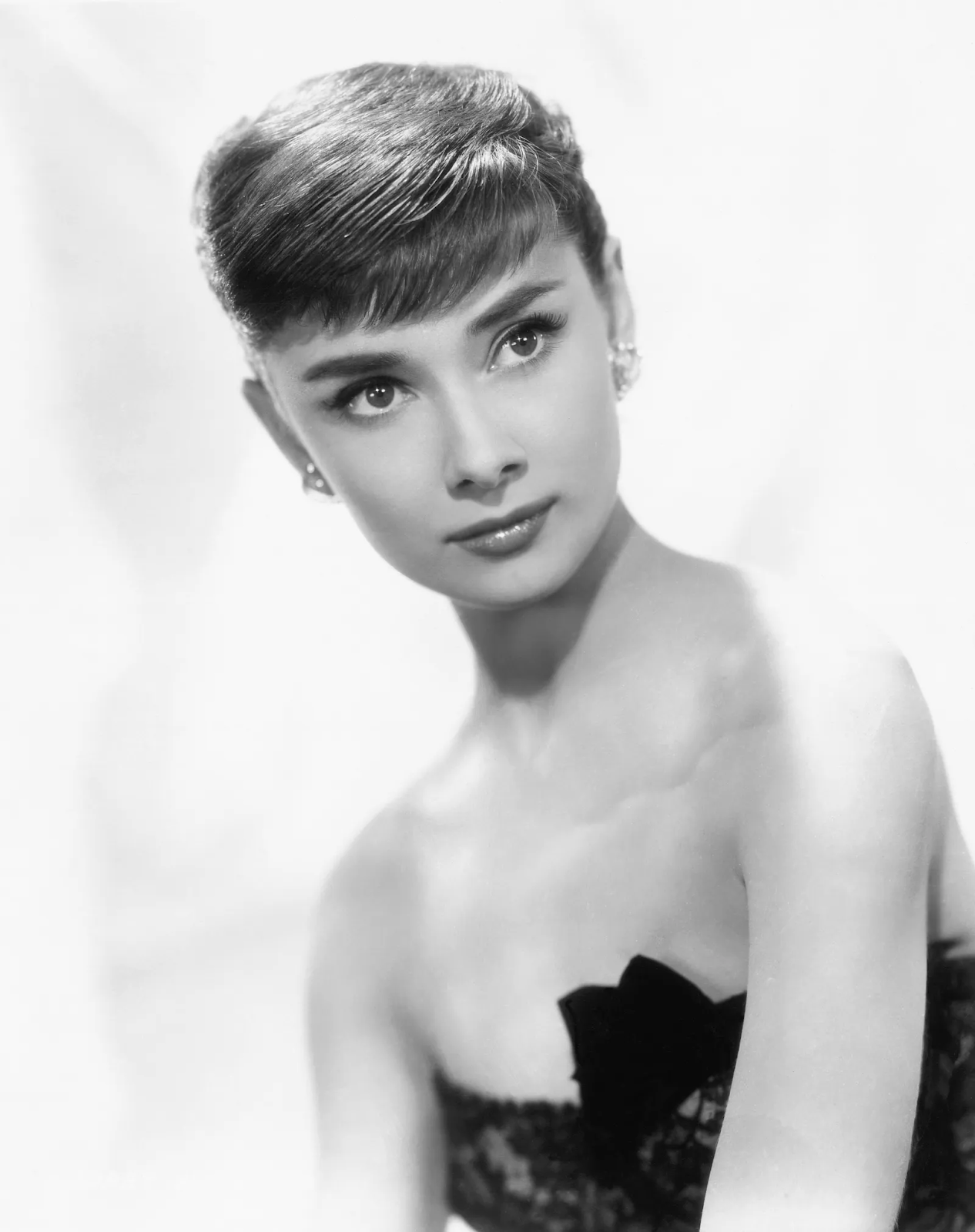Audrey Hepburn wearing a pixie cut