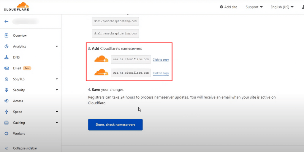clouflare nameservers