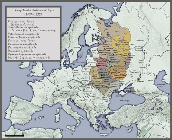 Мапа князівств, що входили в Київську Русь