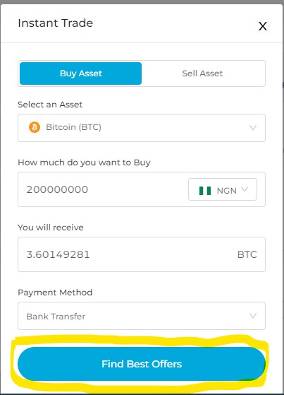 how to buy BTC on TransferXO