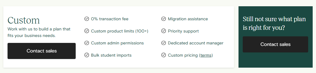 Teachable Custom Pricing
