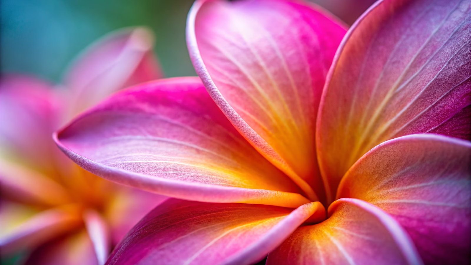 Detalhe macro de pétala rosa de frangipani flor mostrando textura delicada