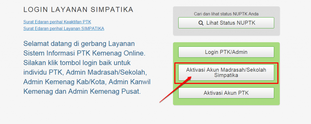 klik tombol aktivasi akun sekolah