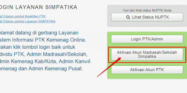 Aktivasi Akun Madrasah/Sekolah Baru