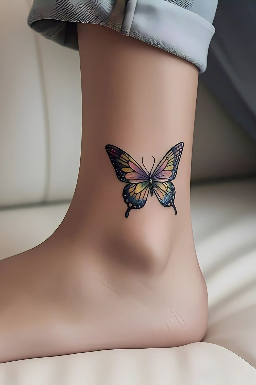 Butterfly Ankle Tattoo