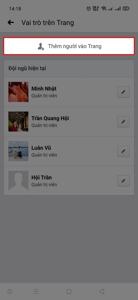 thêm quản trị viên vào Page Facebook