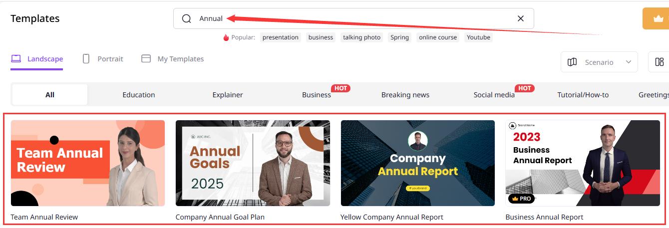 Step 2 to Present Annual Report in Video with Vidnoz AI