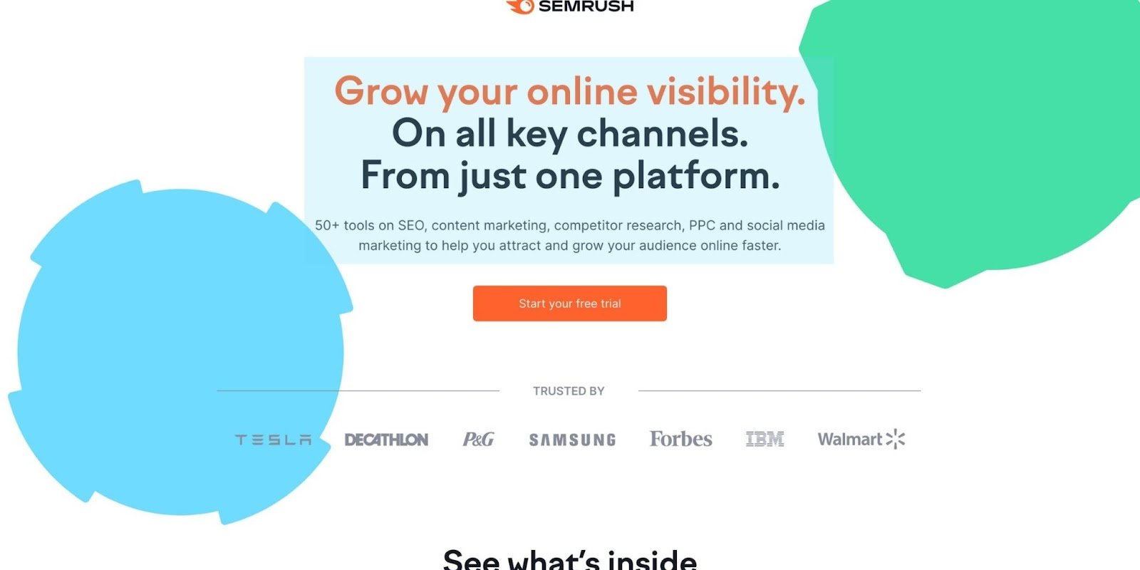 SEMRUSH landing page