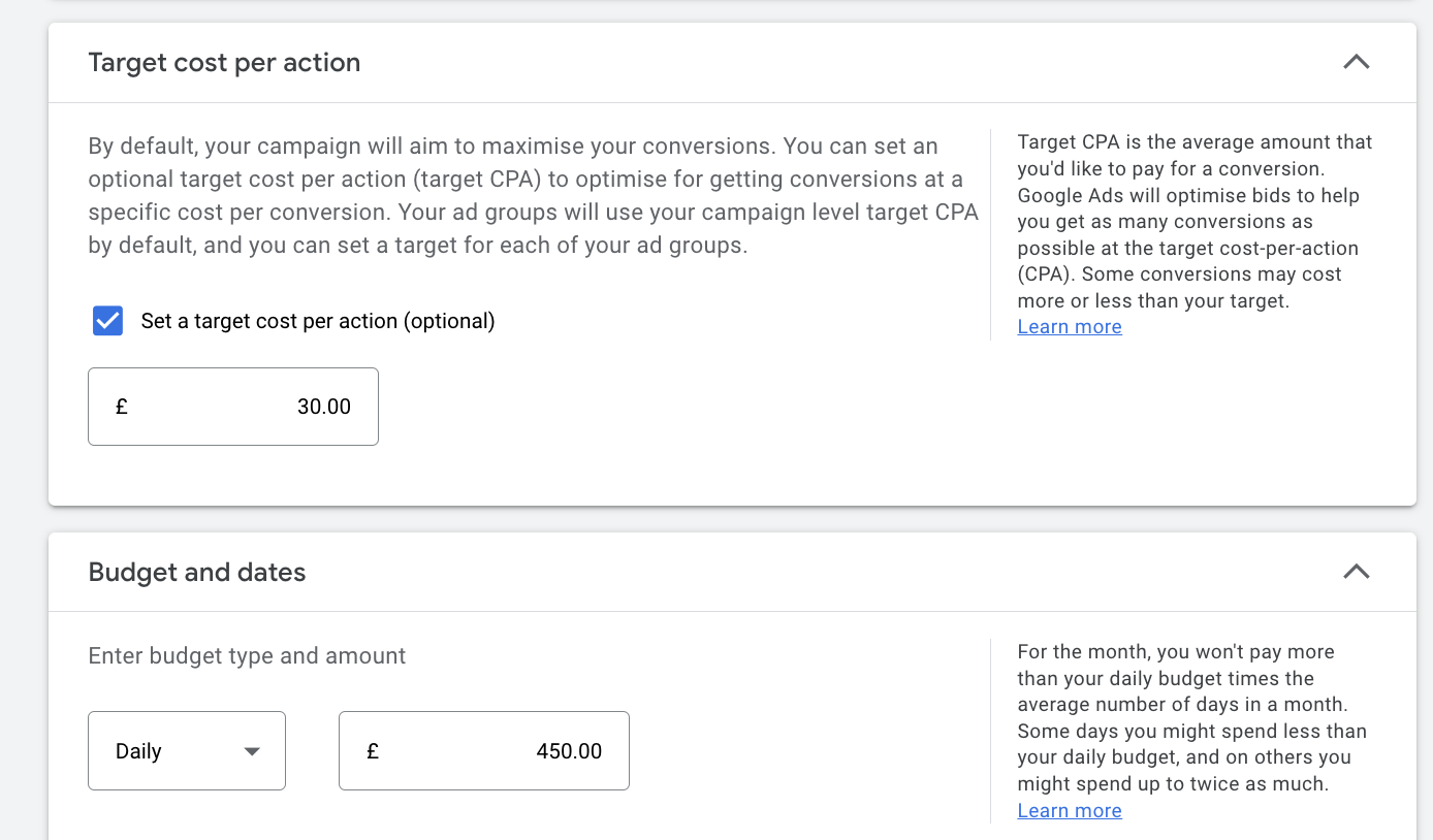 targeting cost per action