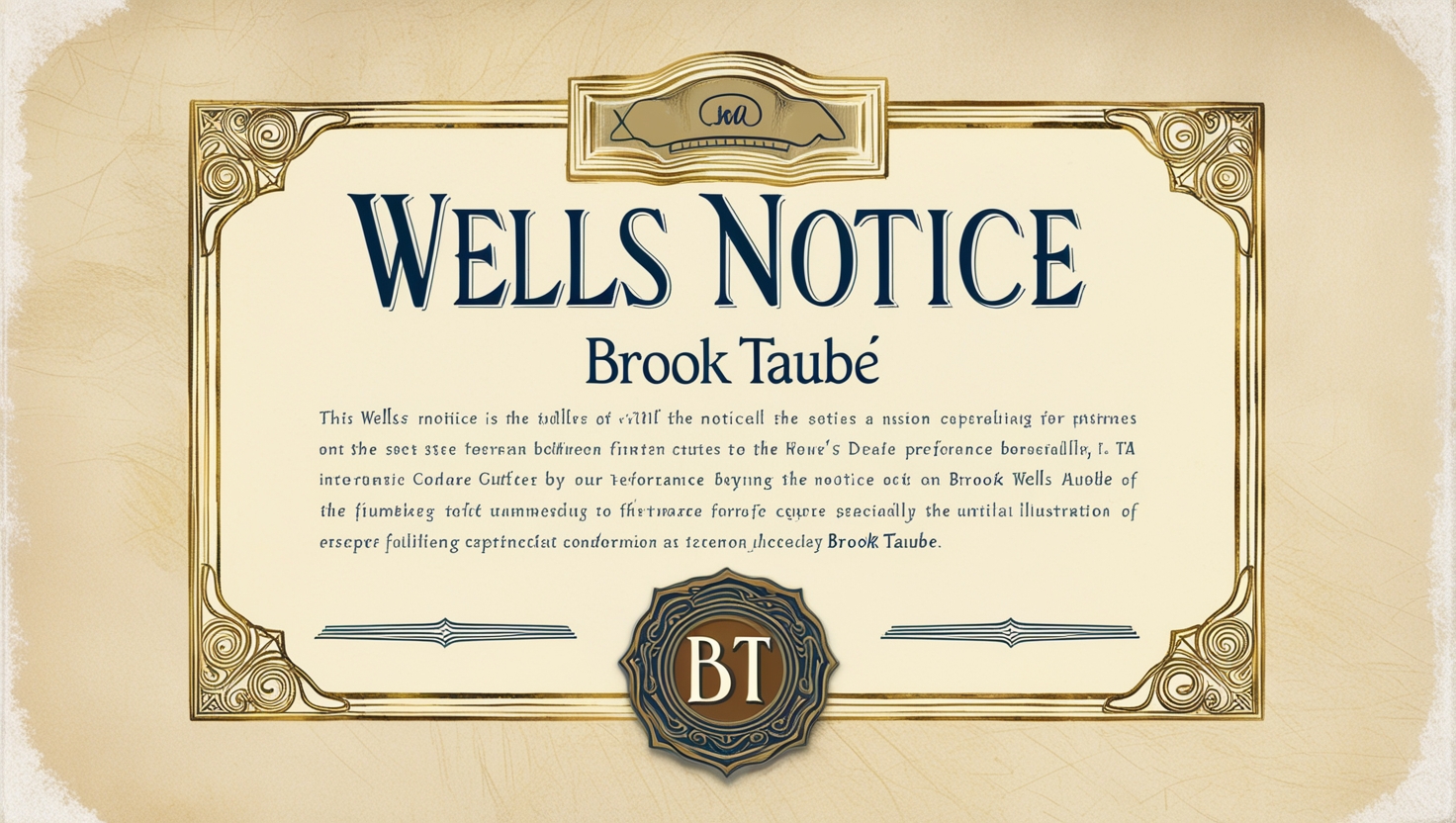 Brook Taube Wells Notice