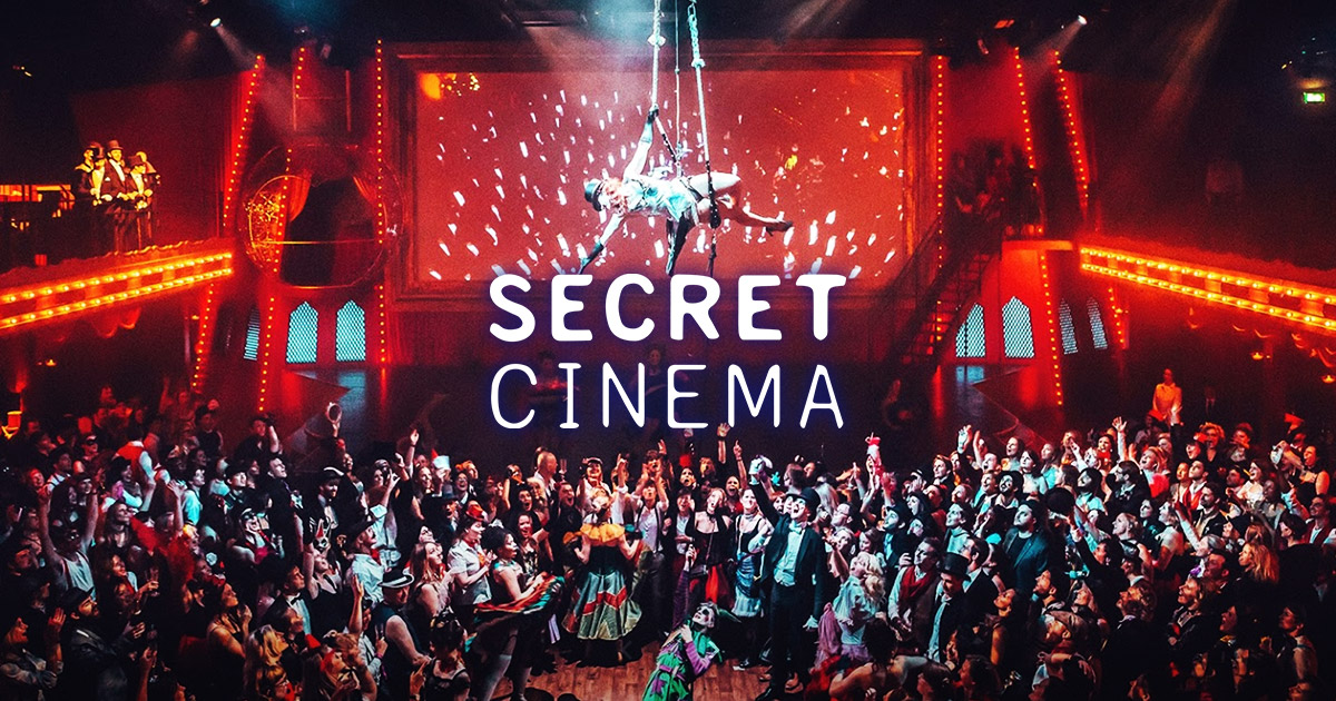 Immersive experience at Secret Cinema in London, bringing iconic films to life with interactive settings and live performances.