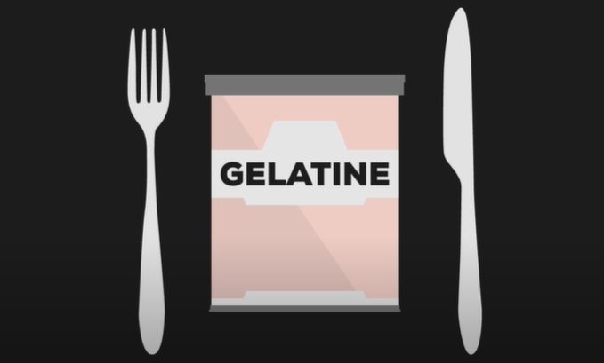 A knife and fork and gelatin