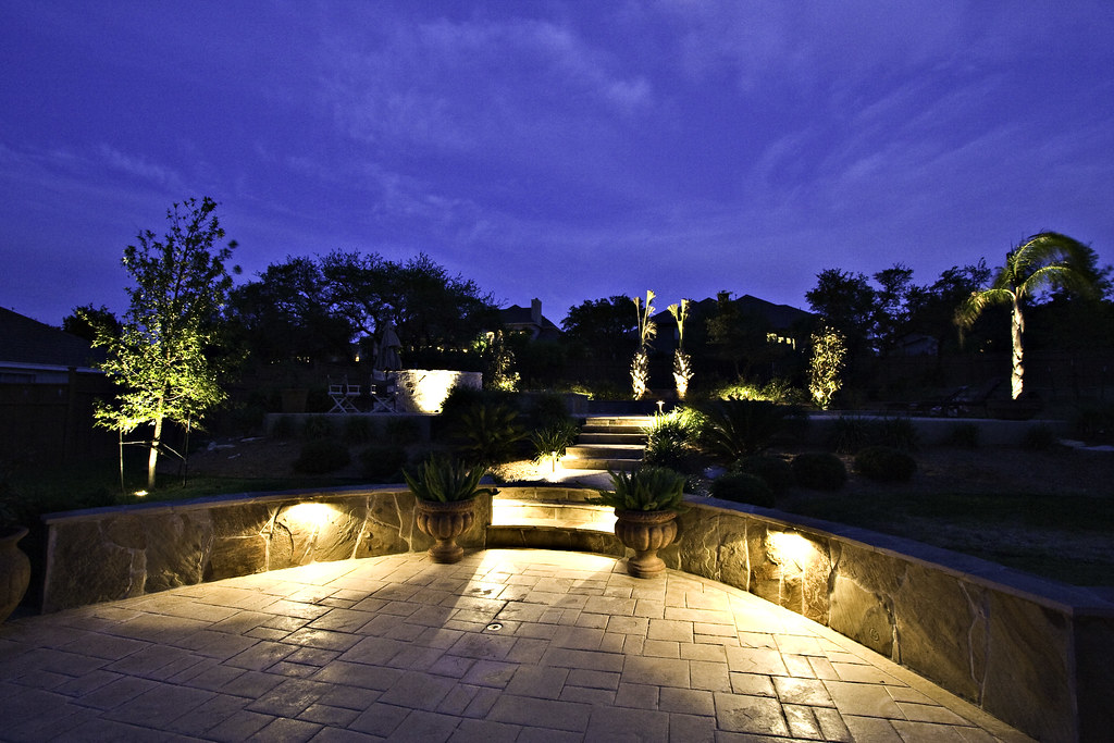 Outdoor lighting in a garden