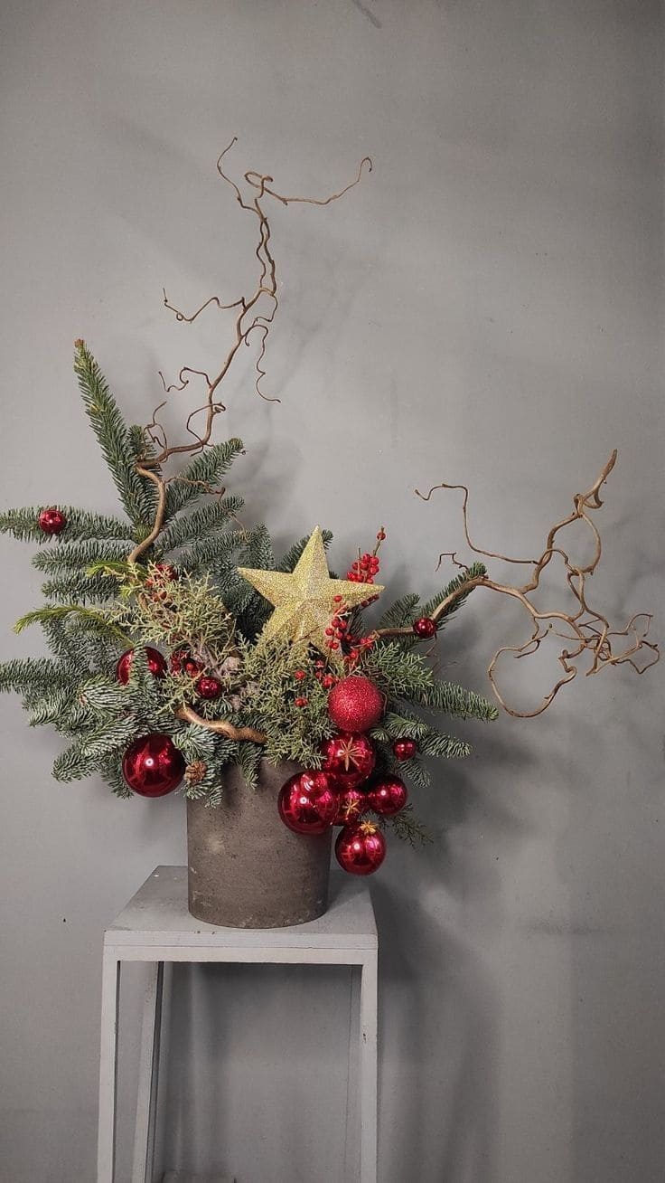 Rustic Red And Gold Christmas Elegance Vase