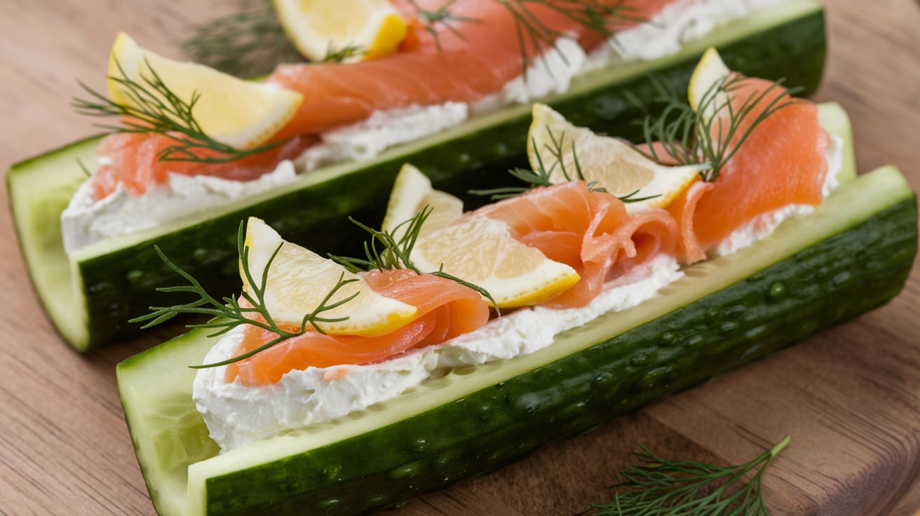 Chatelaine Smoked Salmon Roll on Cucumber Recipe