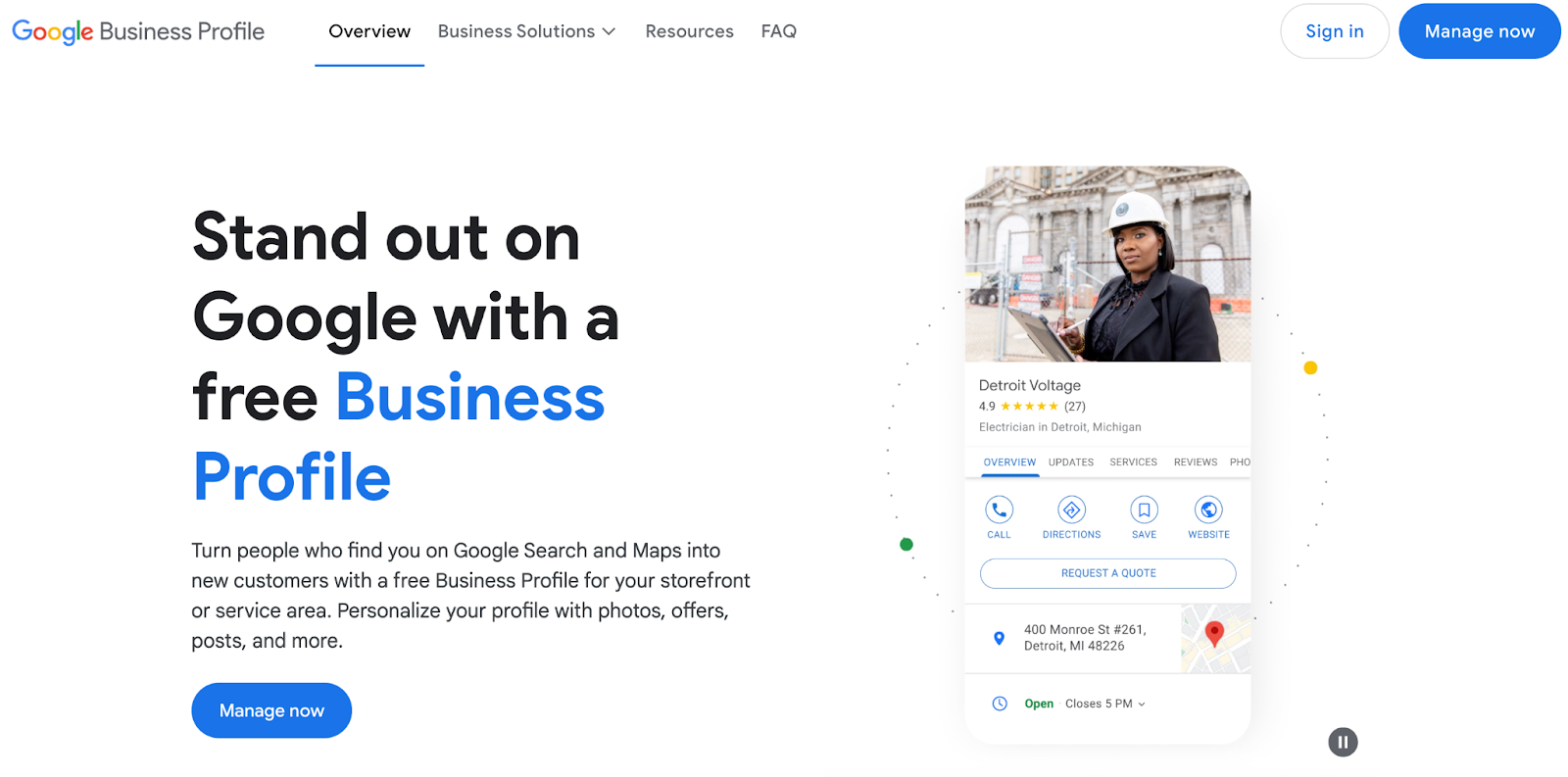 Google my business creation page