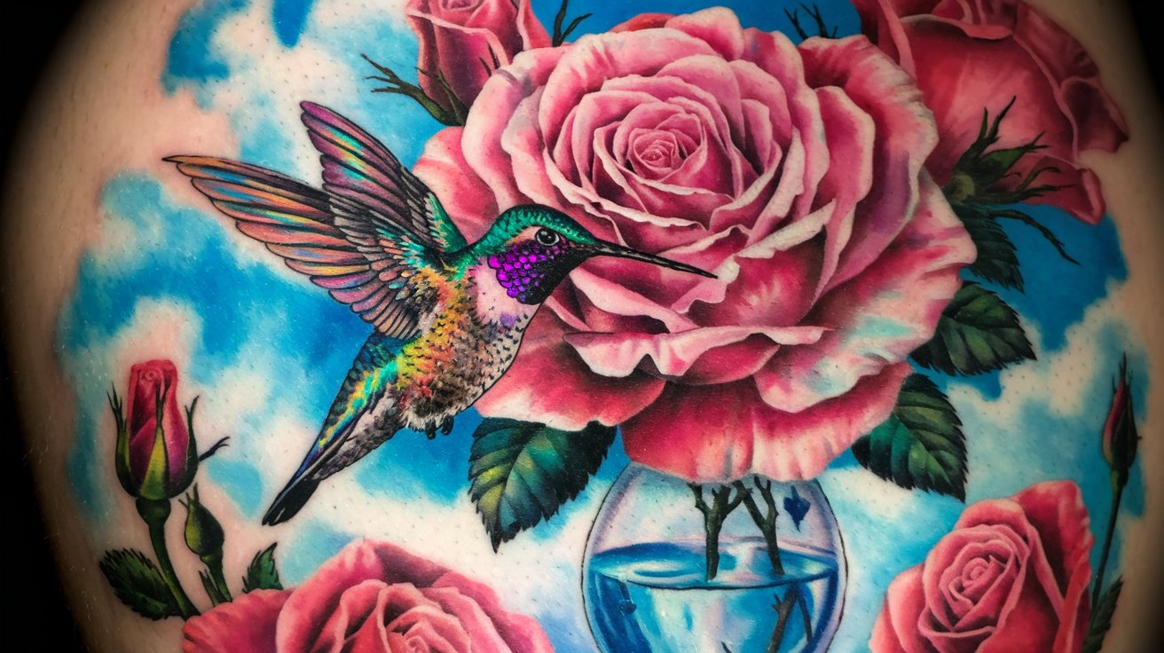 Floral Hummingbird Tattoo